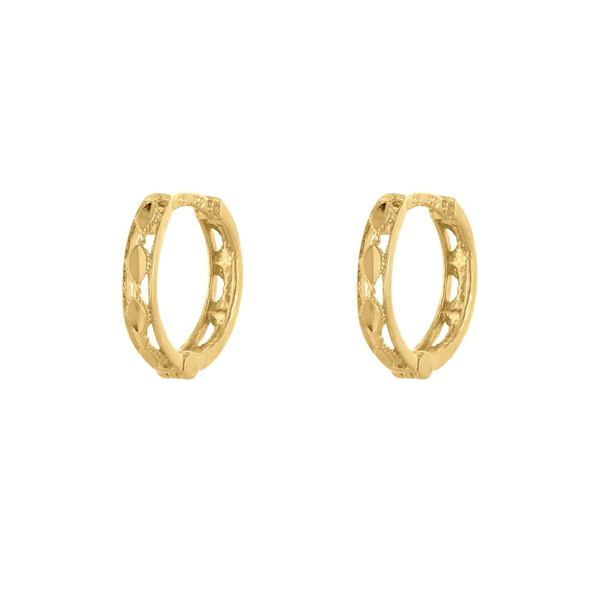 Brinco Ouro 18k Argola Diamantada 11mm Lado