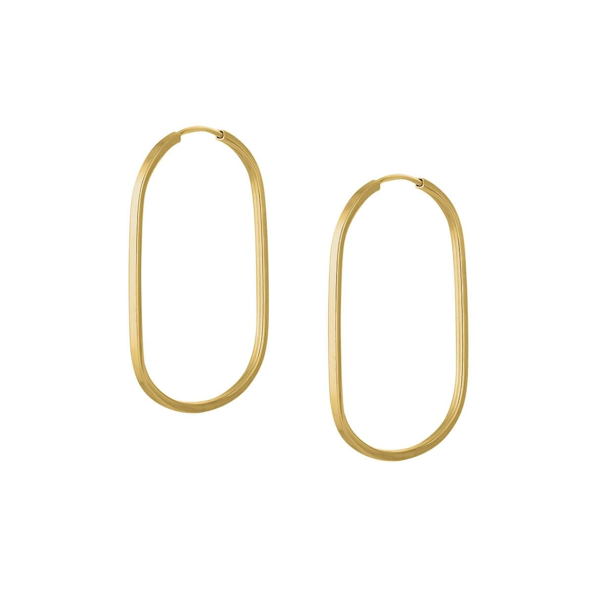 Brinco Ouro 18k Argola Oval 1.35 Gramas frente