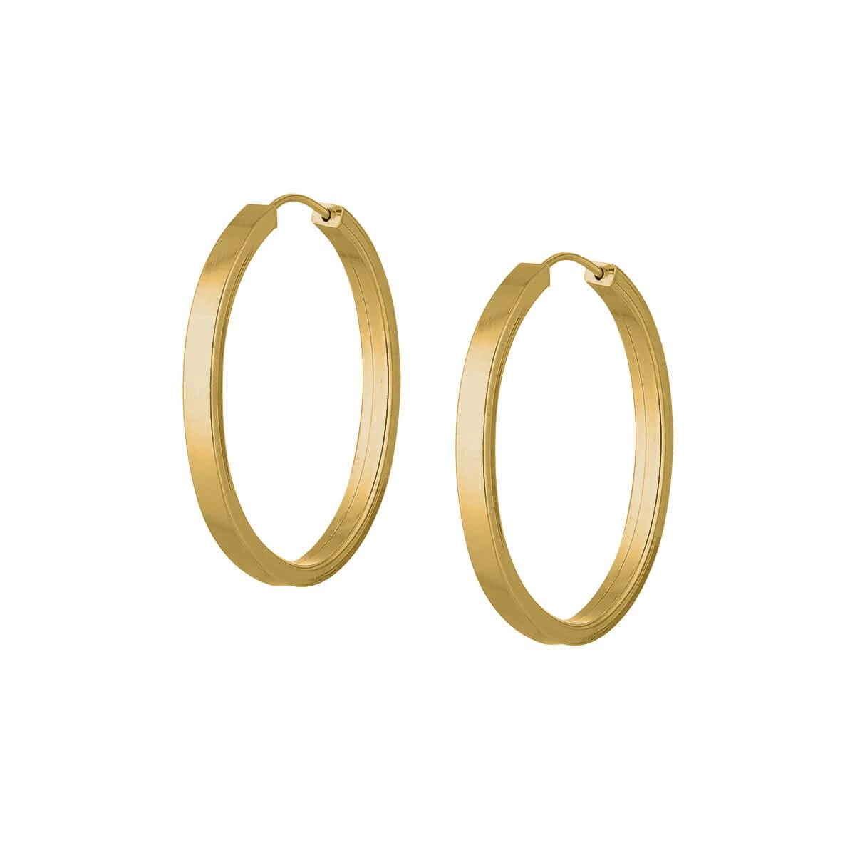 Brinco Ouro 18k Argola Oval 1.85 Gramas frente