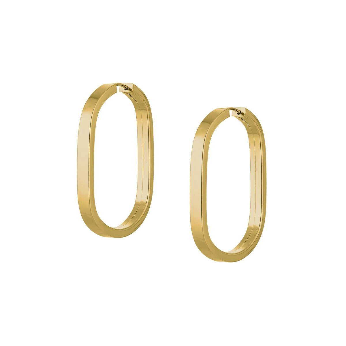 Brinco Ouro 18k Argola Oval 1.85 Gramas frente