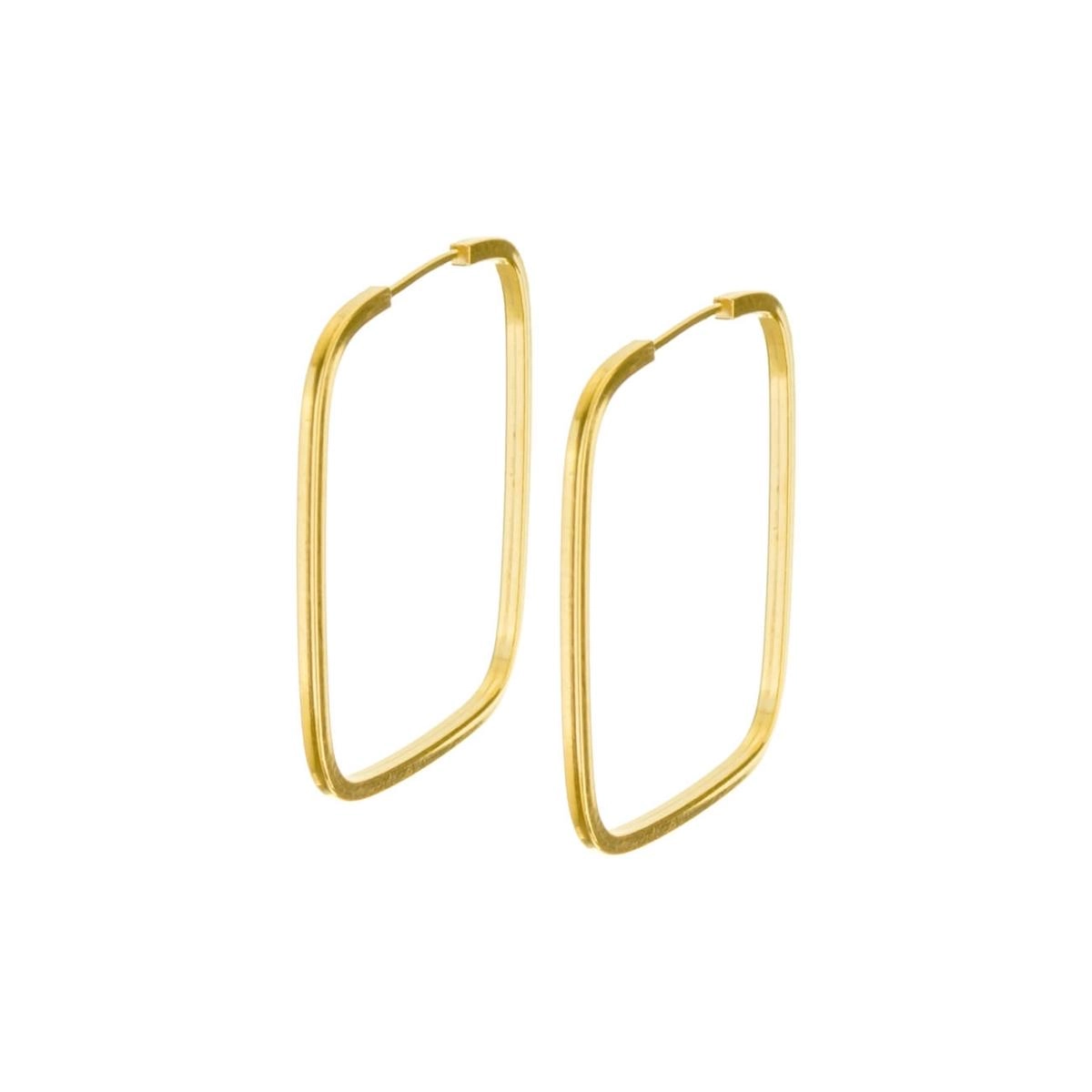 Brinco Ouro 18k Argola Retangular 0.70 gramas AQ18070