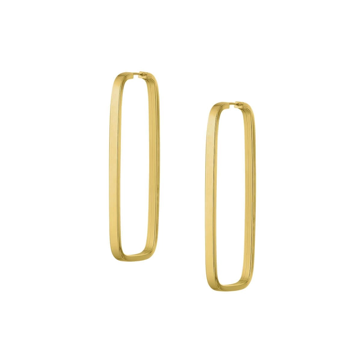 Brinco Ouro 18k Argola Retangular 3.00 Gramas frente