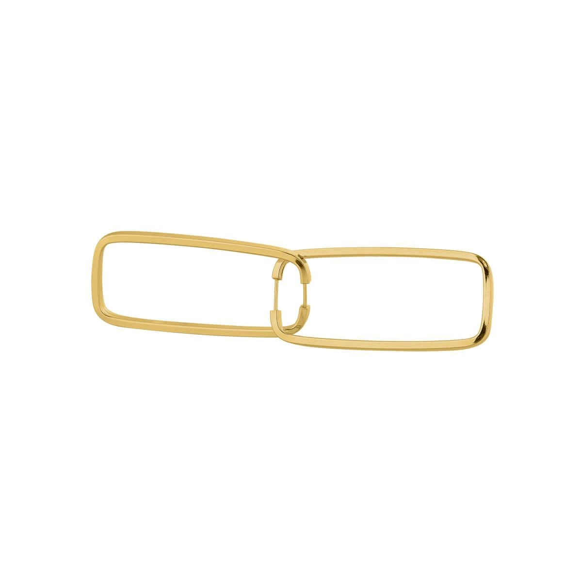 Brinco Ouro 18k Argola Retangular 3.00 Gramas detalhe