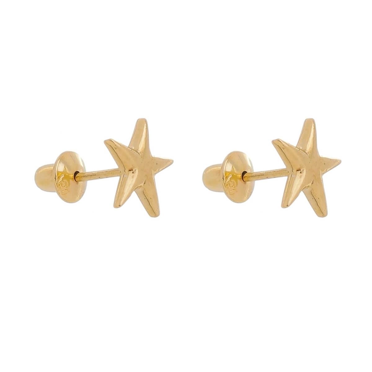 Brinco Ouro 18k Estrela 7mm Lado