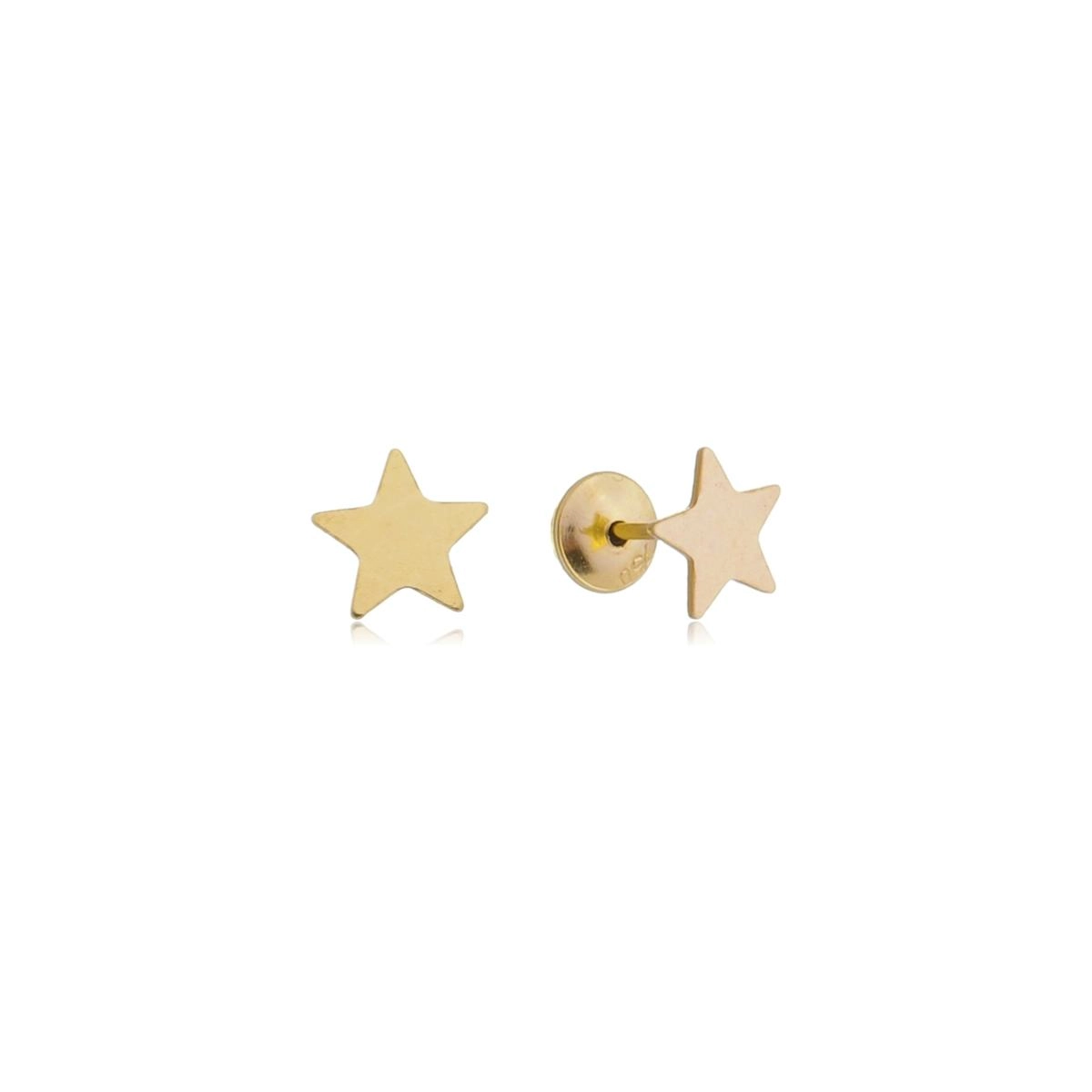 Brinco Ouro 18k Estrela Lisa 5mm