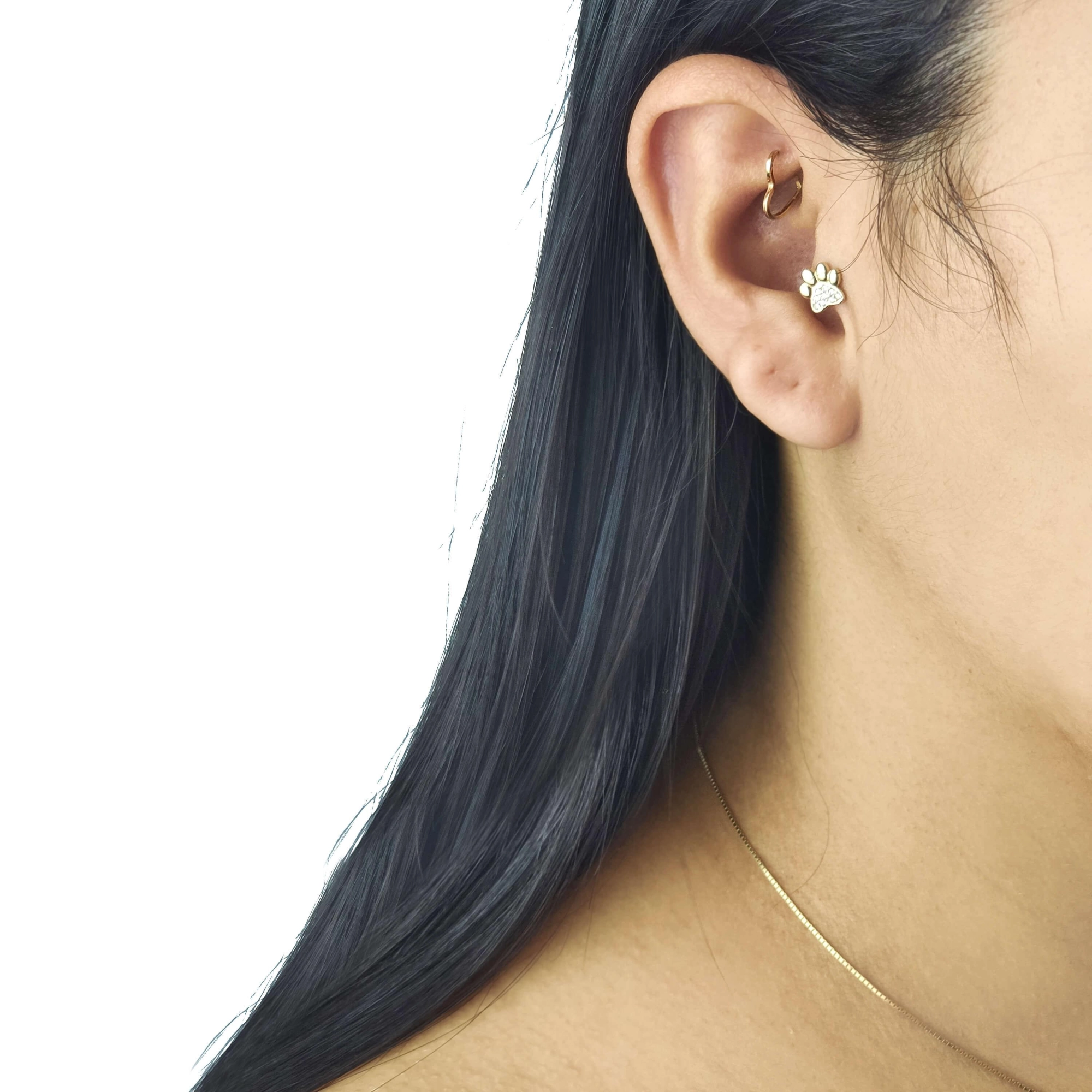 Piercing Orelha Ouro 18k Tragus Patinha 7mm