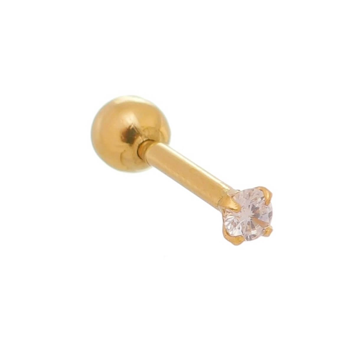 Piercing Orelha Ouro 18k Tragus Ponto de Luz 2mm