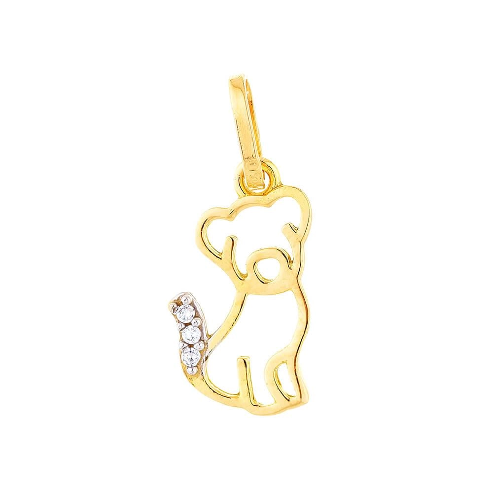 Pingente Ouro 18k Cachorro 0.45 Gramas detalhe