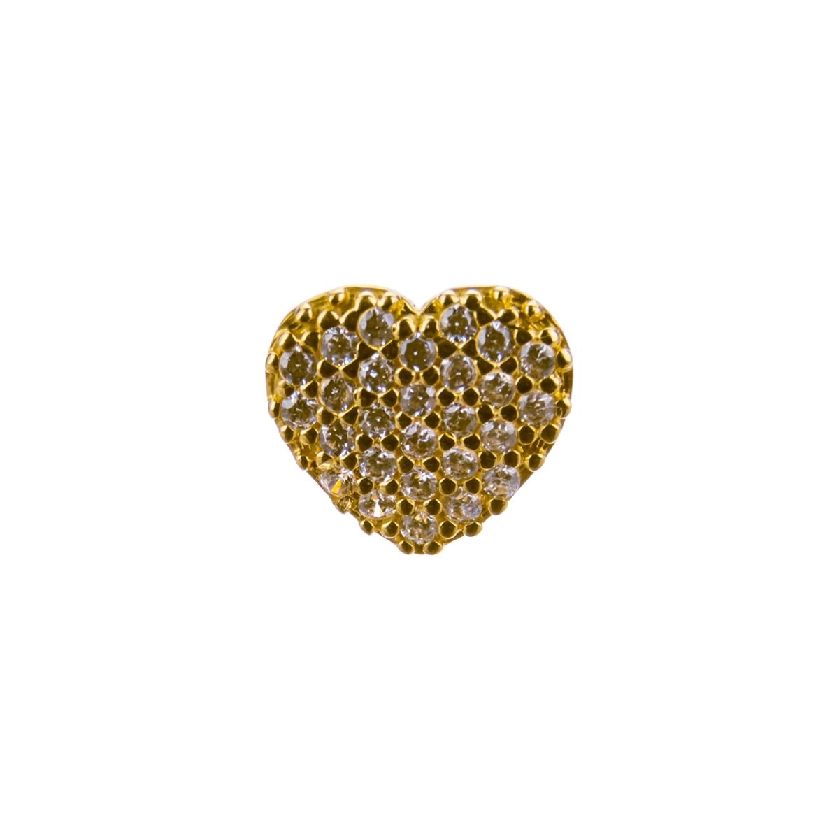 Pingente Ouro 18k Coração Com Zirconia 0.50 gramas