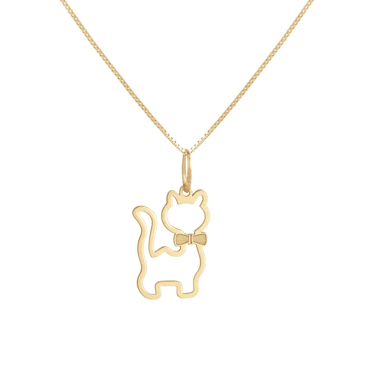 Pingente Ouro 18k Gato 0.25 Gramas frente