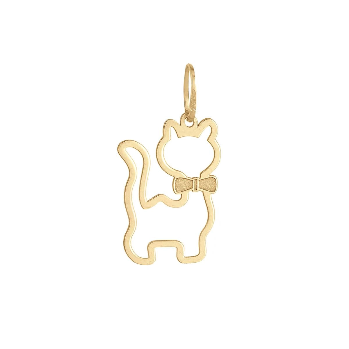 Pingente Ouro 18k Gato 0.25 Gramas detalhe