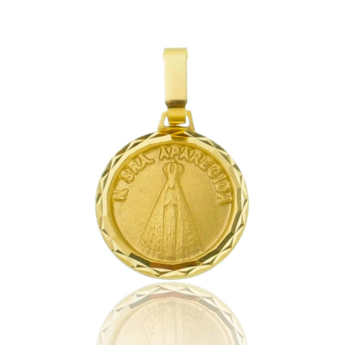 Pingente Ouro 18k Medalha Nossa Senhora Aparecida 1.40cm 