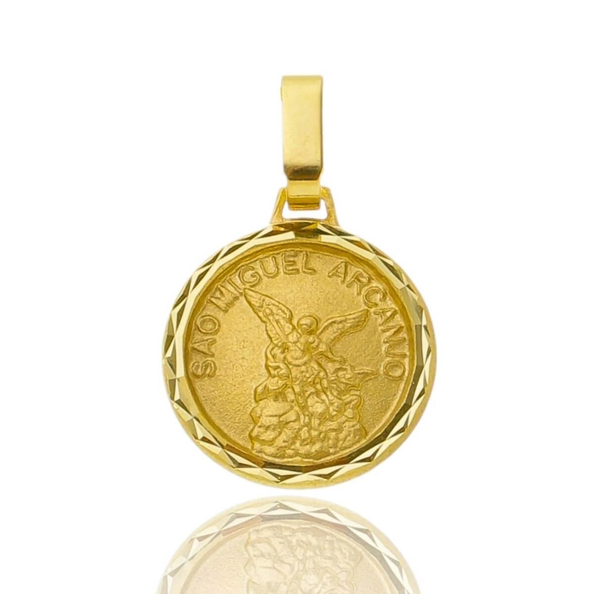 Pingente Ouro 18k Medalha São Miguel Arcanjo 1.40cm 