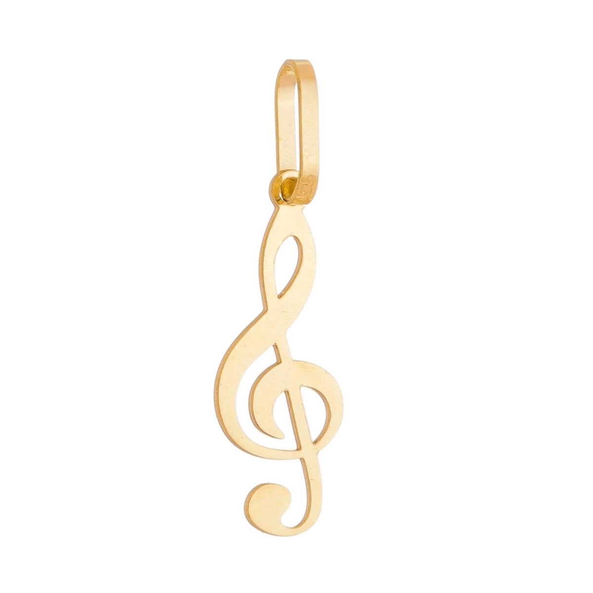 Pingente Ouro 18k Nota Musical 18mm Frente