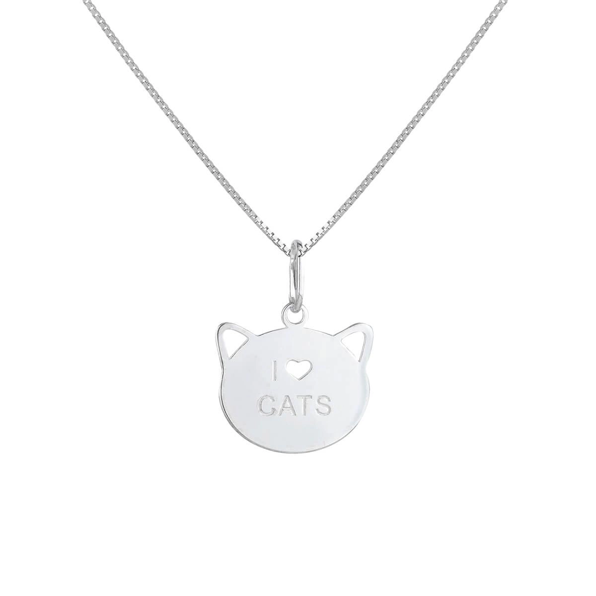 Pingente Prata I Love Cats Prata 925 frente