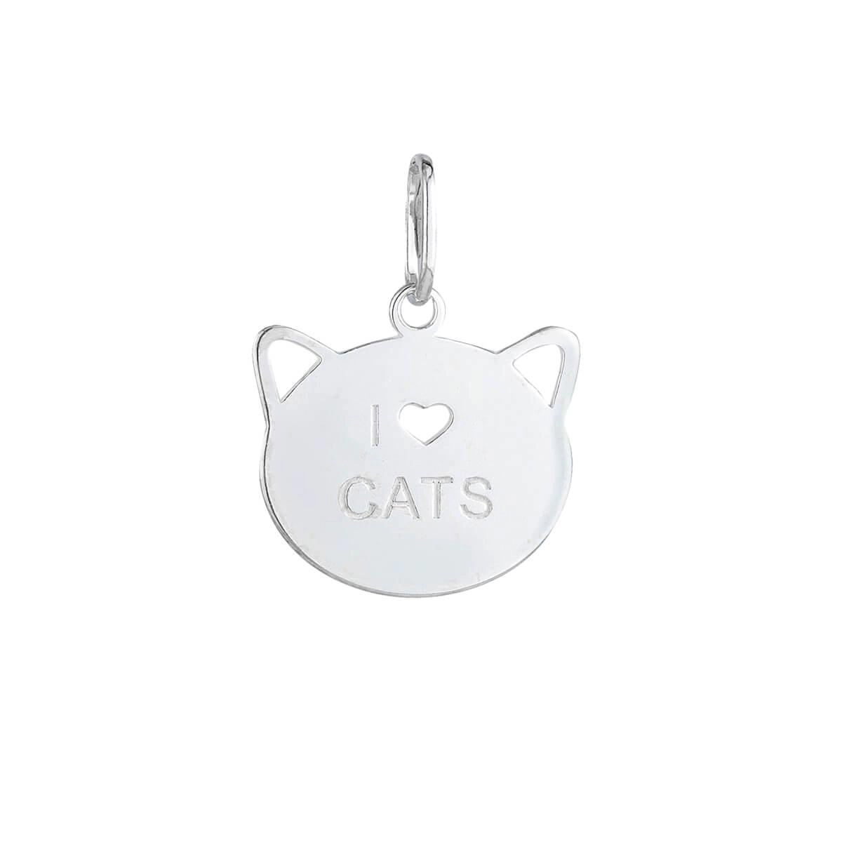 Pingente Prata I Love Cats Prata 925 detalhe