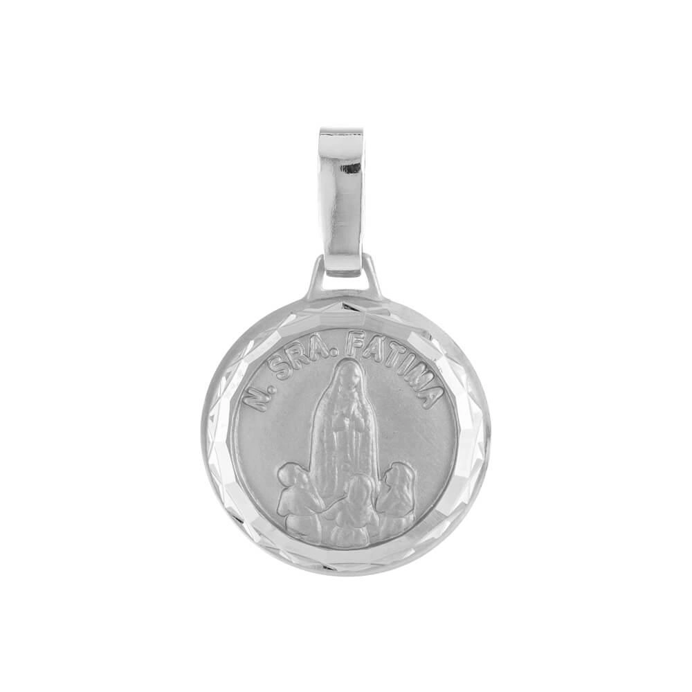 Pingente Prata Medalha Nossa Senhora de Fátima Prata 925