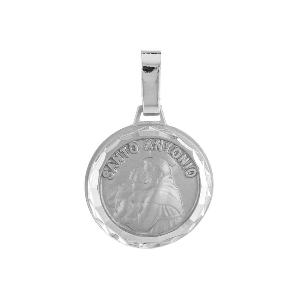 Pingente Prata Medalha Santo Antonio Prata 925 detalhe