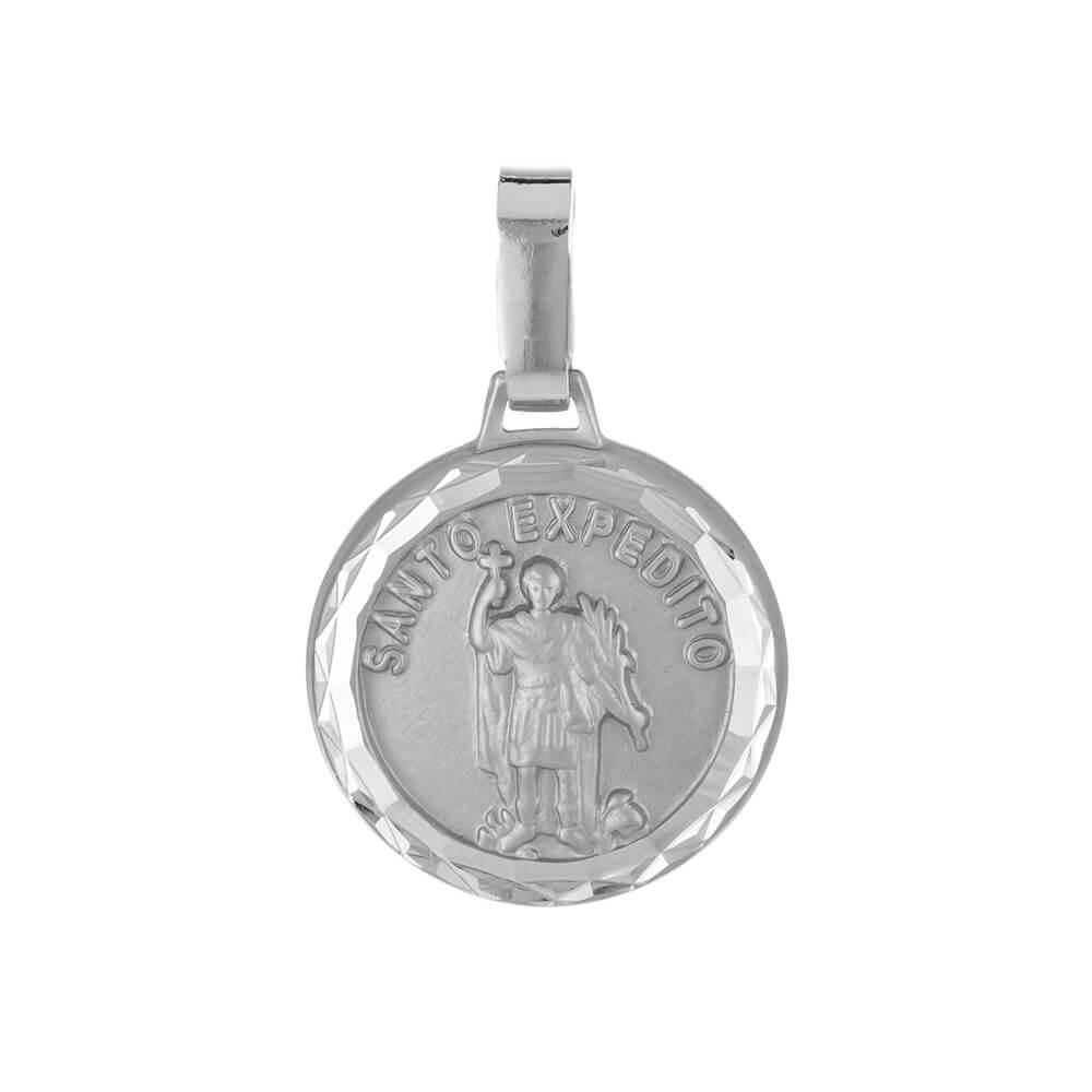 Pingente Prata Medalha Santo Expedito Prata 925 detalhe