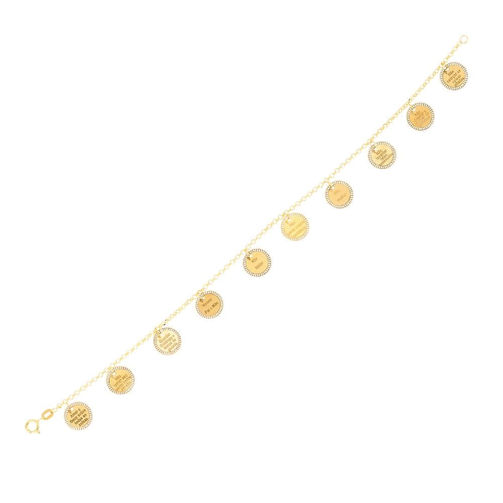 Pulseira Ouro 18k 10 Mandamentos 18cm 3.00 Gramas frente