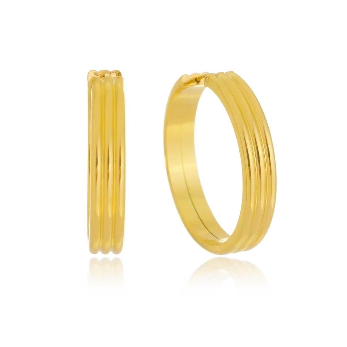 Brinco Ouro 18k Argola C/Friso 19mm 