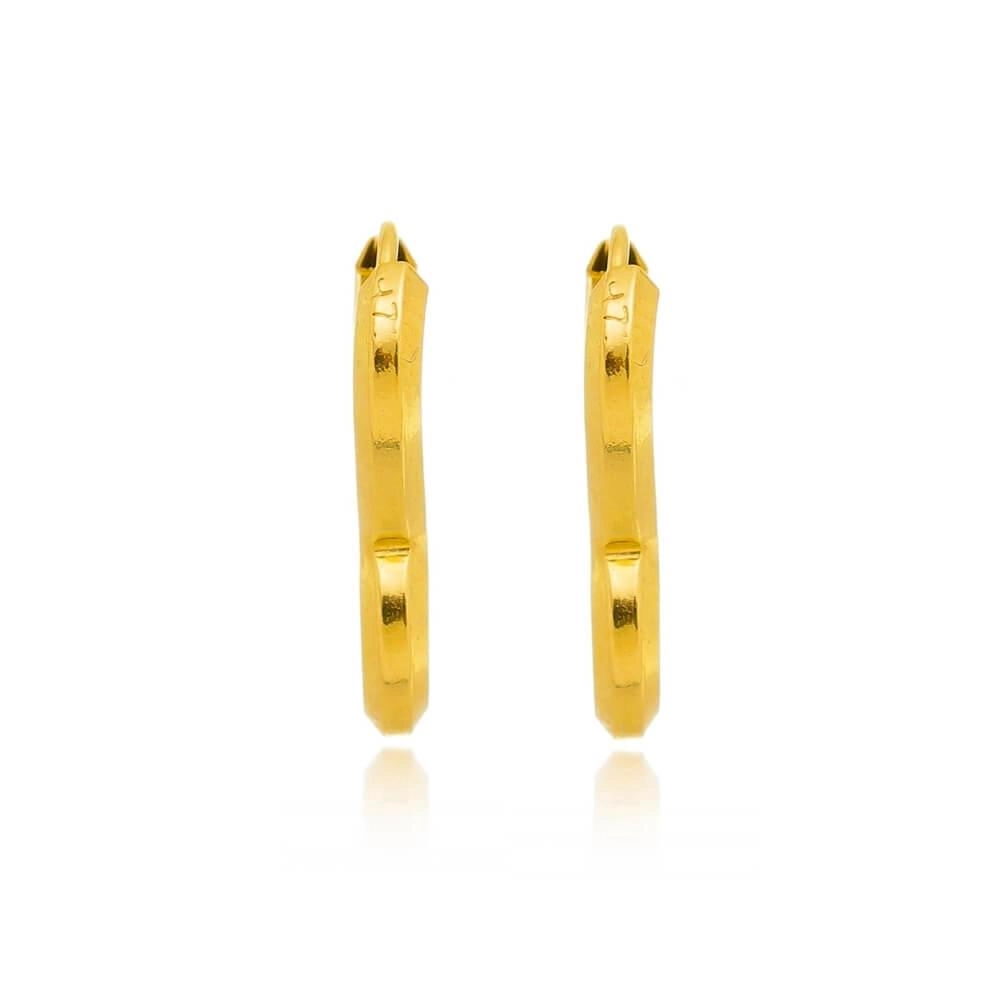 Brinco Ouro 18k Argola Coração 15mm