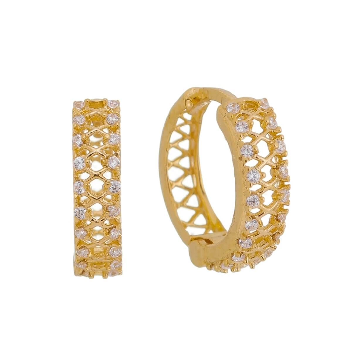 Brinco Ouro 18k Argola Cravejada 11.80mm