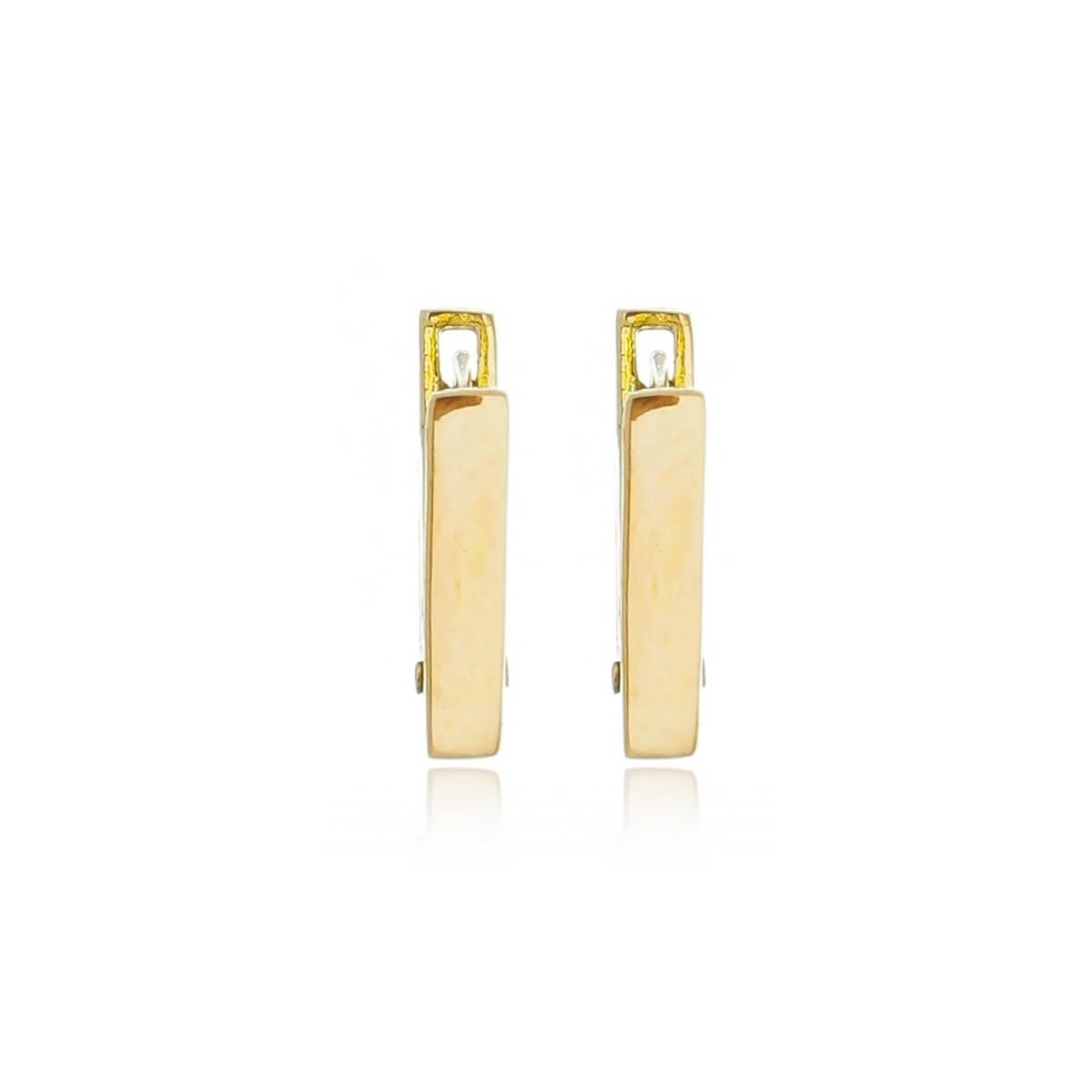 Brinco Ouro 18k Argola Quadrada C/Trava 1cm