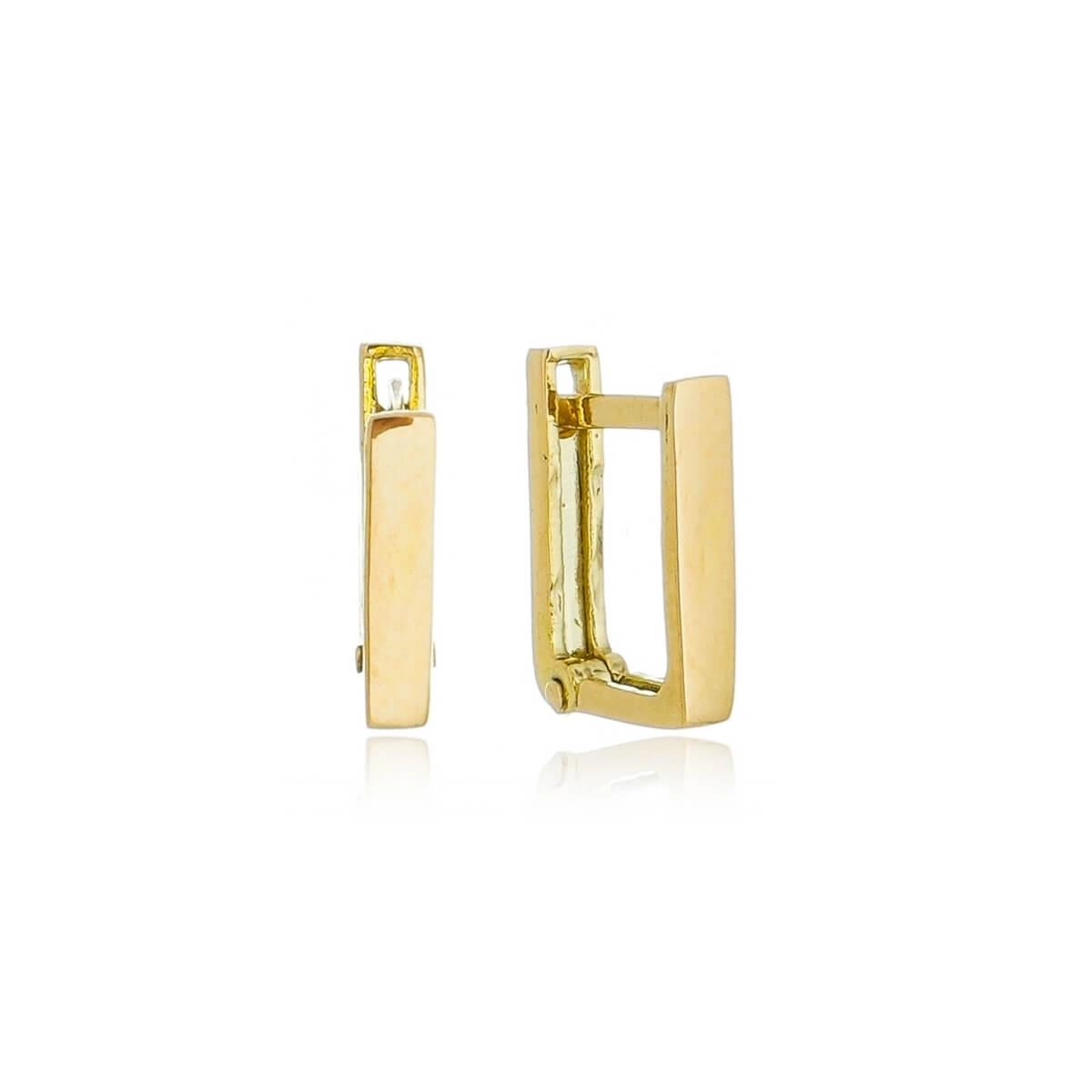 Brinco Ouro 18k Argola Quadrada C/Trava 1cm