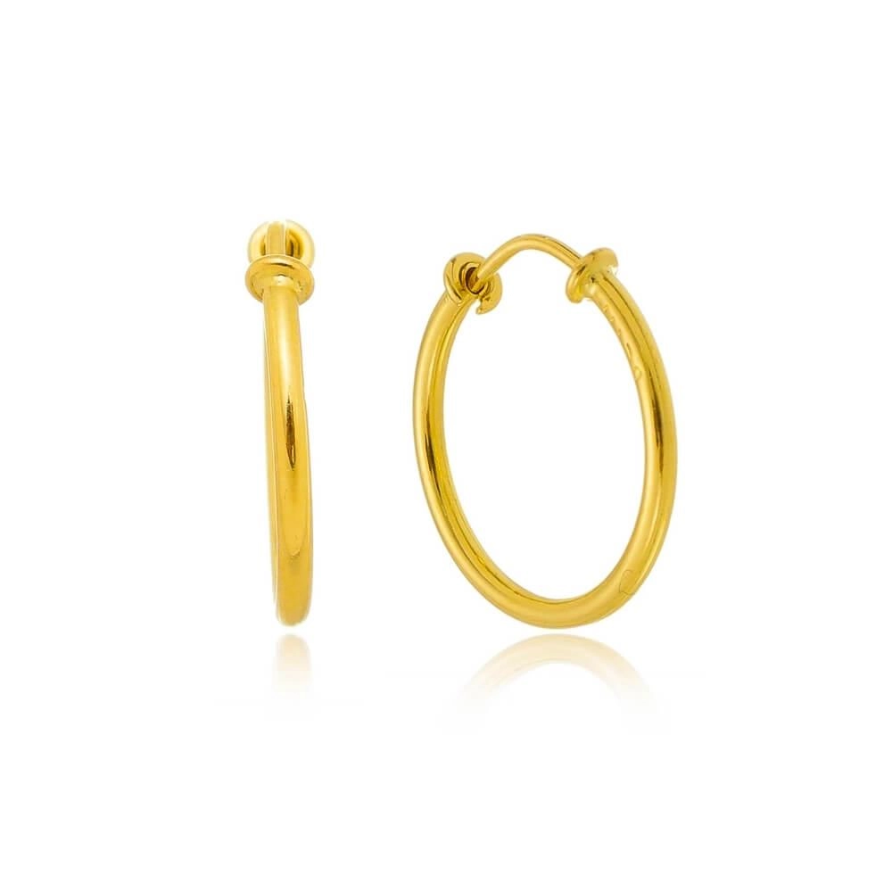 Brinco Ouro 18k Argola Redonda 14.50mm