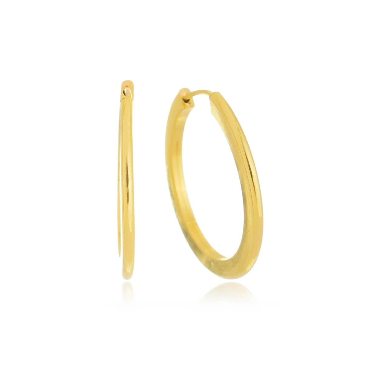 Brinco Ouro 18k Argola Redonda 25mm