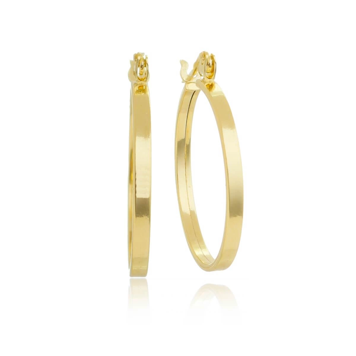 Brinco Ouro 18k Argola Redonda C/Trava 2.15cm