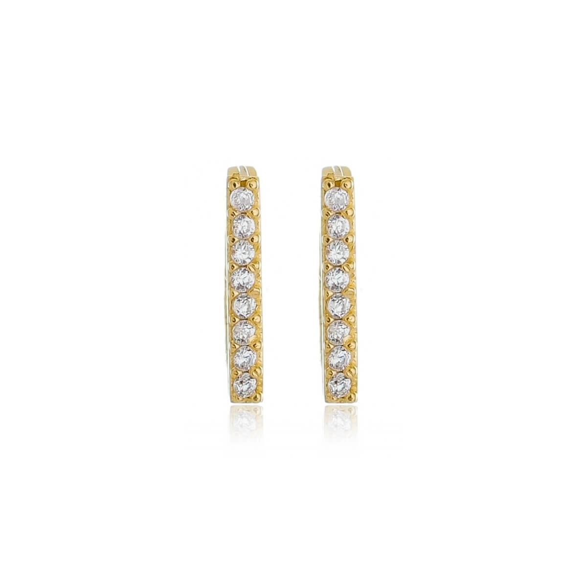 Brinco Ouro 18k Argola Reta C/Zircônia 1.15cm 