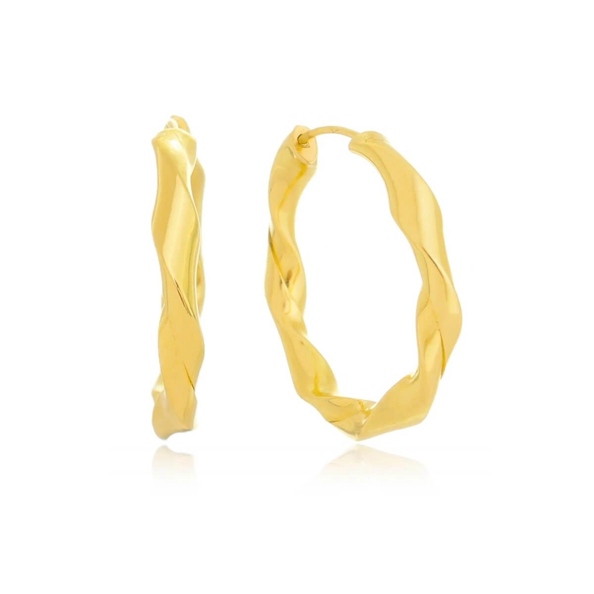 Brinco Ouro 18k Argola Torcida 20mm 