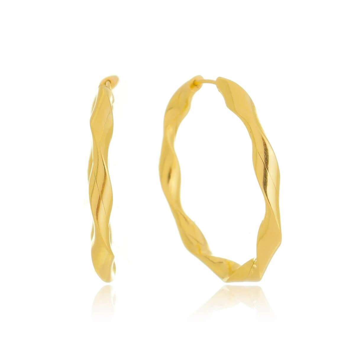 Brinco Ouro 18k Argola Torcida 27mm