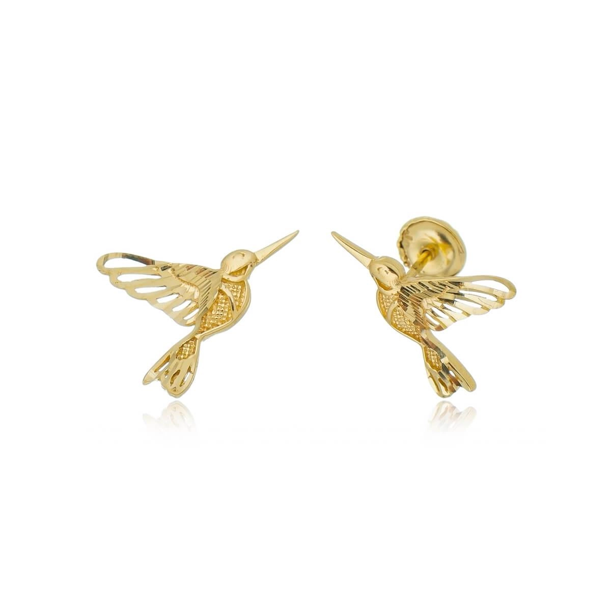 Brinco Ouro 18k Beija Flor 1cm 