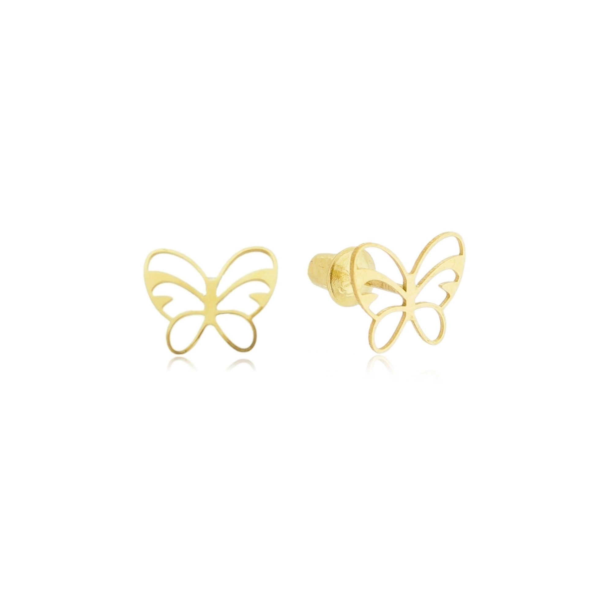 Brinco Ouro 18k Borboleta 6.00mm