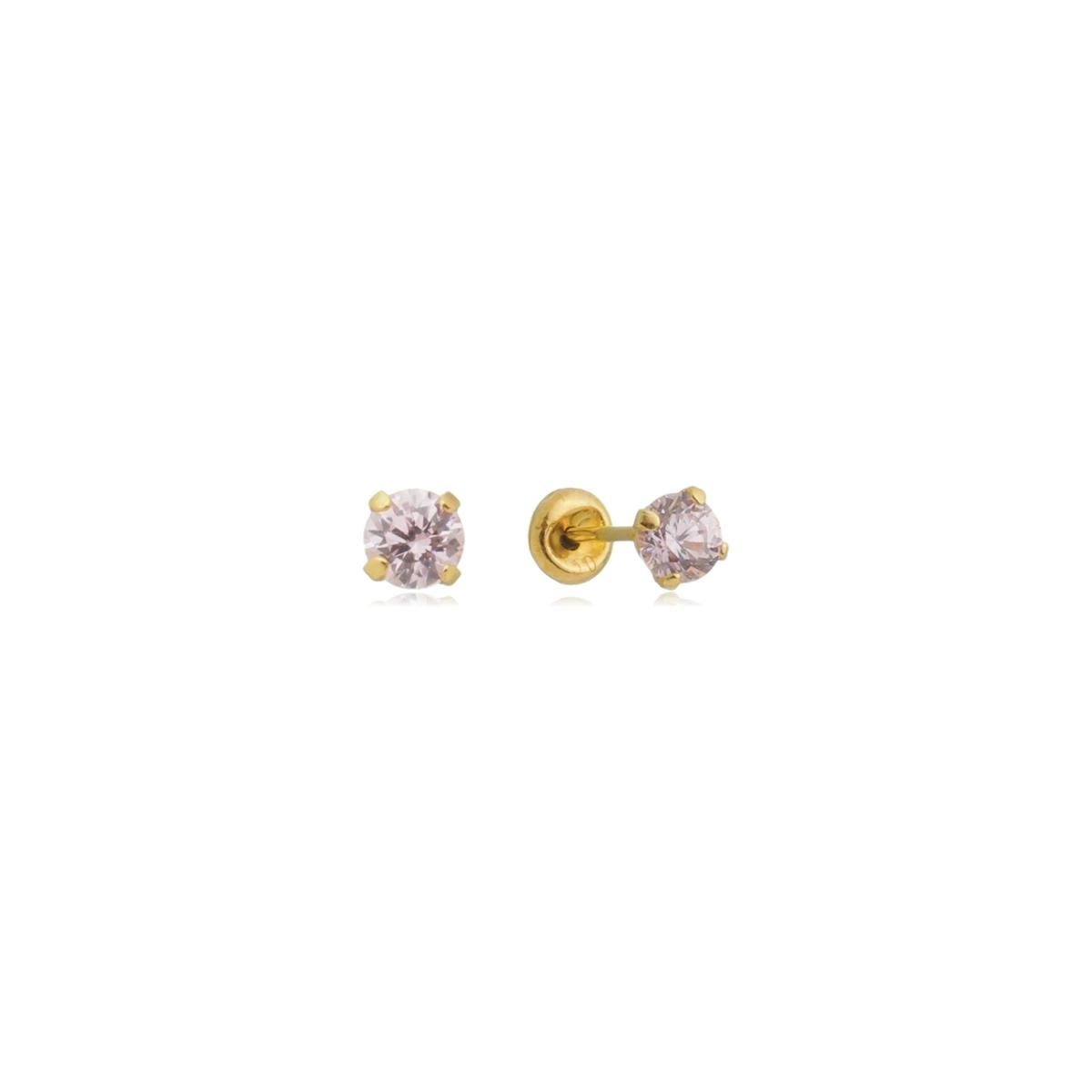 Brinco Ouro 18k Com Zirconia 3mm 0.30 gramas