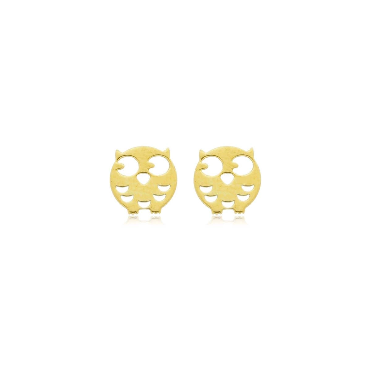 Brinco Ouro 18k Coruja 6.50mm