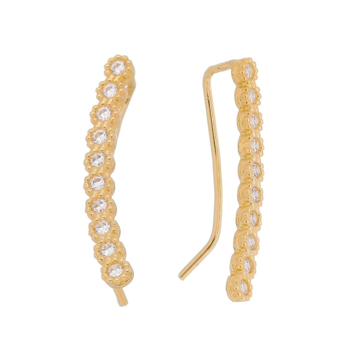 Brinco Ouro 18k Ear Cuff Zircônias 19mm