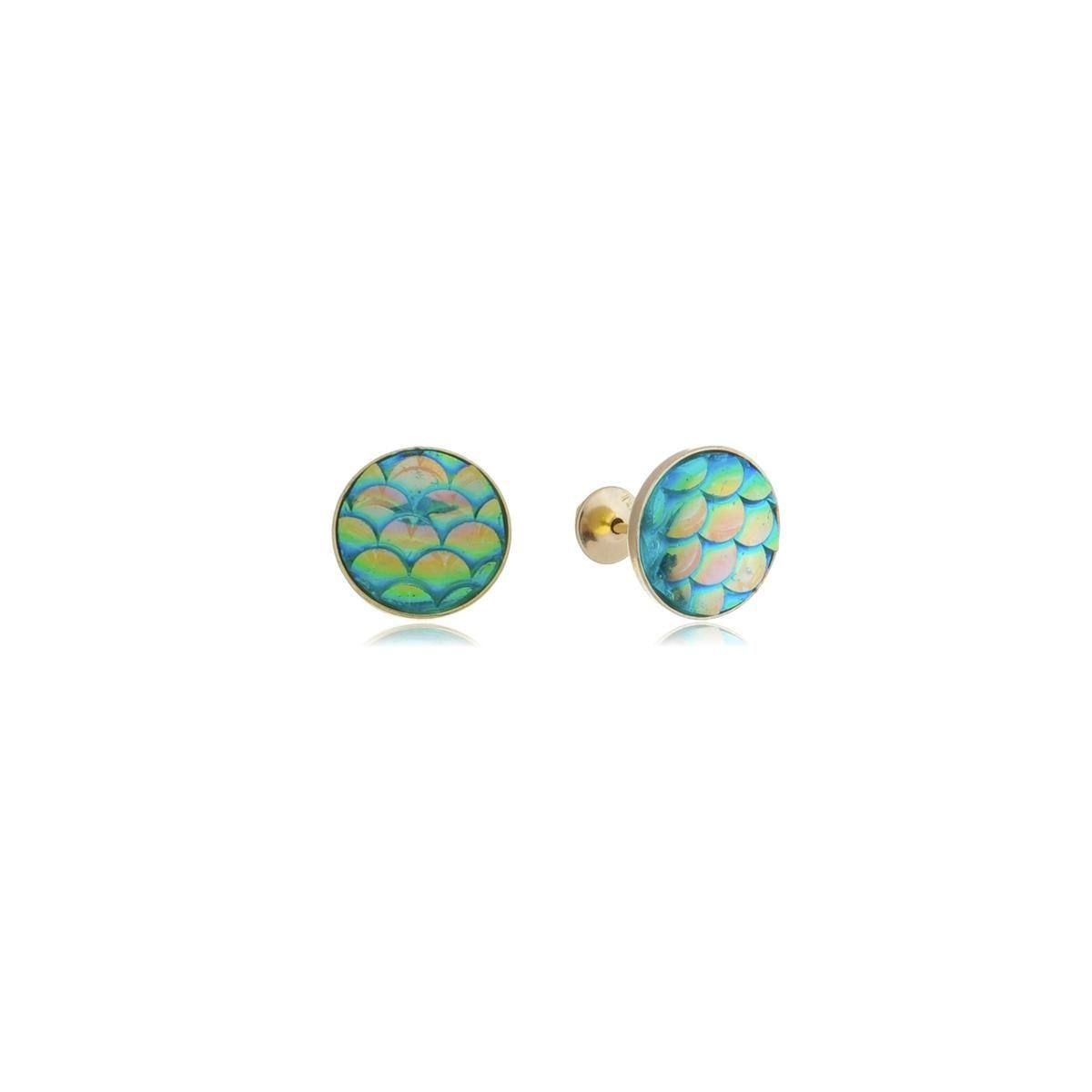 Brinco Ouro 18k Escama de Sereia Furta Cor 8.50mm BL563B