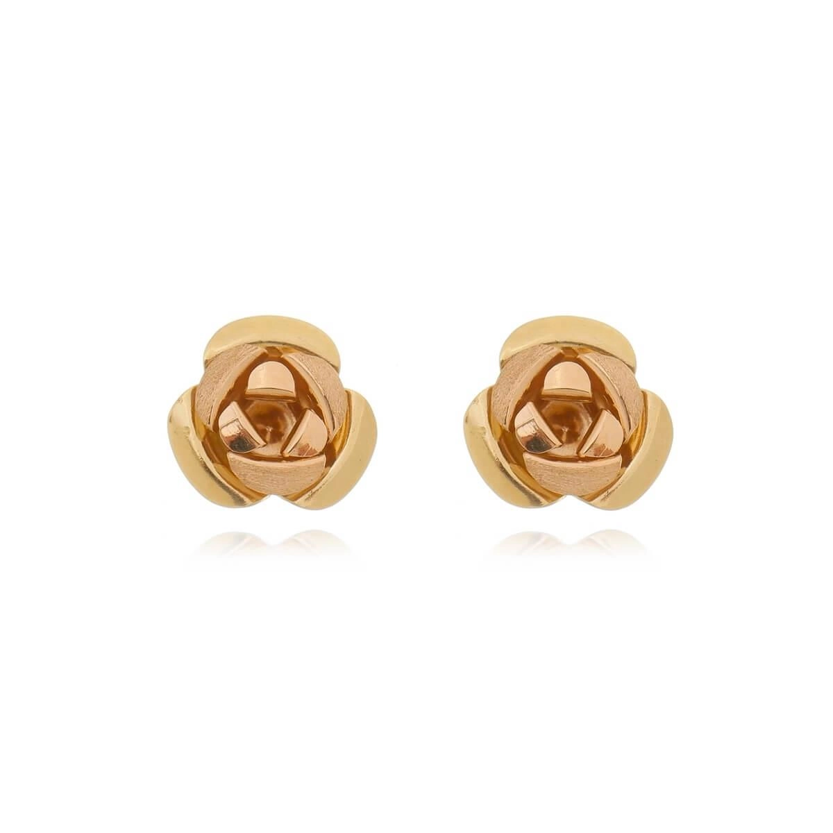 Brinco Ouro 18k Flor Rose 9mm