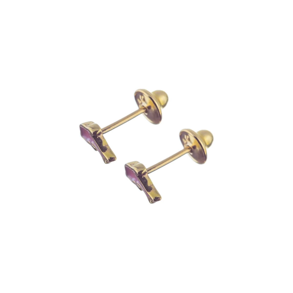 Brinco Ouro 18k Golfinho Rosa 0.60 gramas