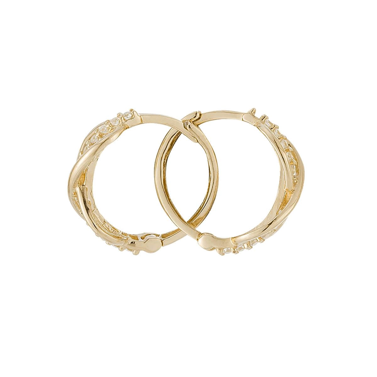 Brinco Ouro 18k Infinito C/ Pedras 13mm