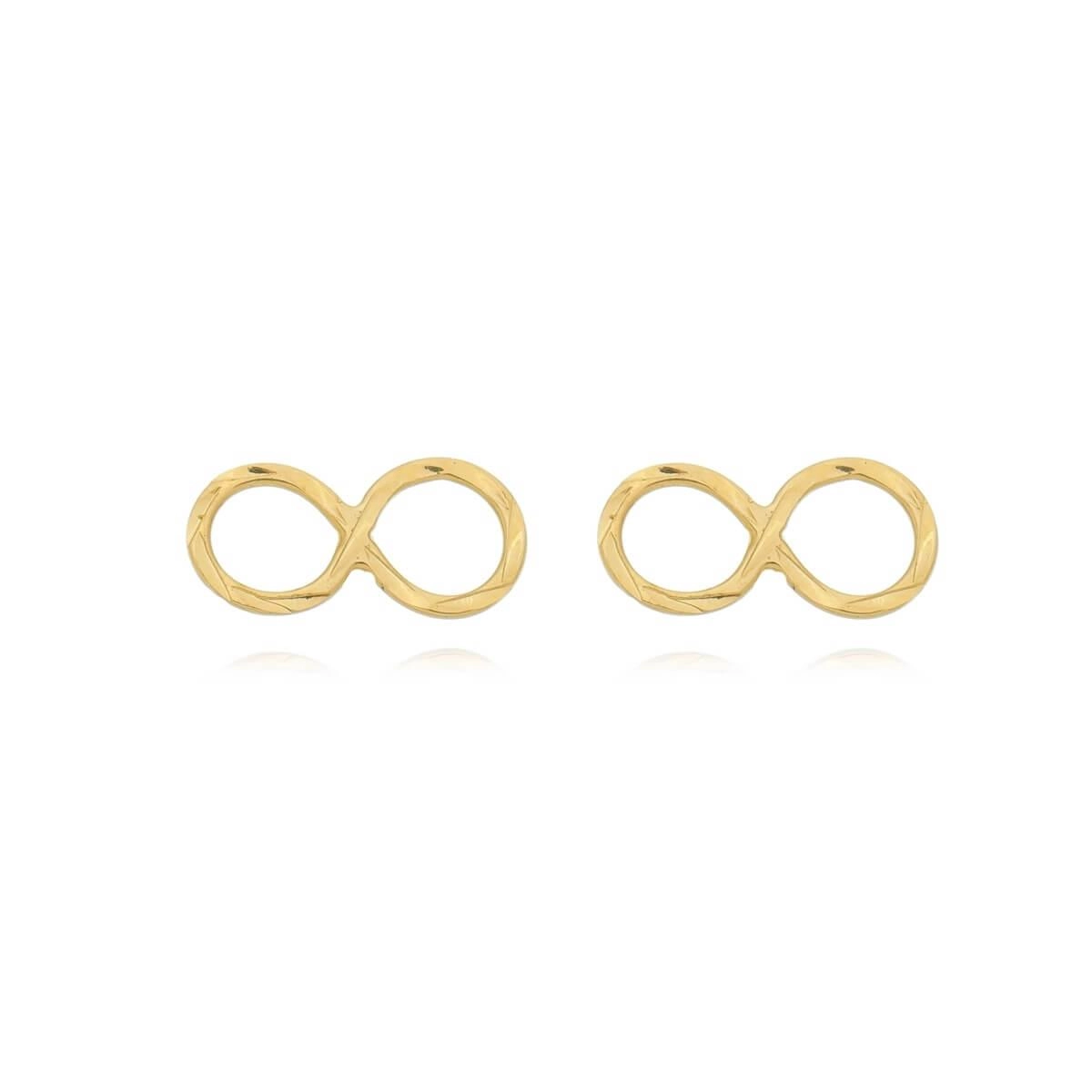 Brinco Ouro 18k Infinito Trabalhado 6mm 