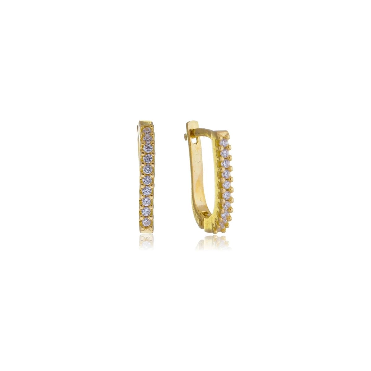 Brinco Ouro 18k Meia Argola 12mm C/Trava