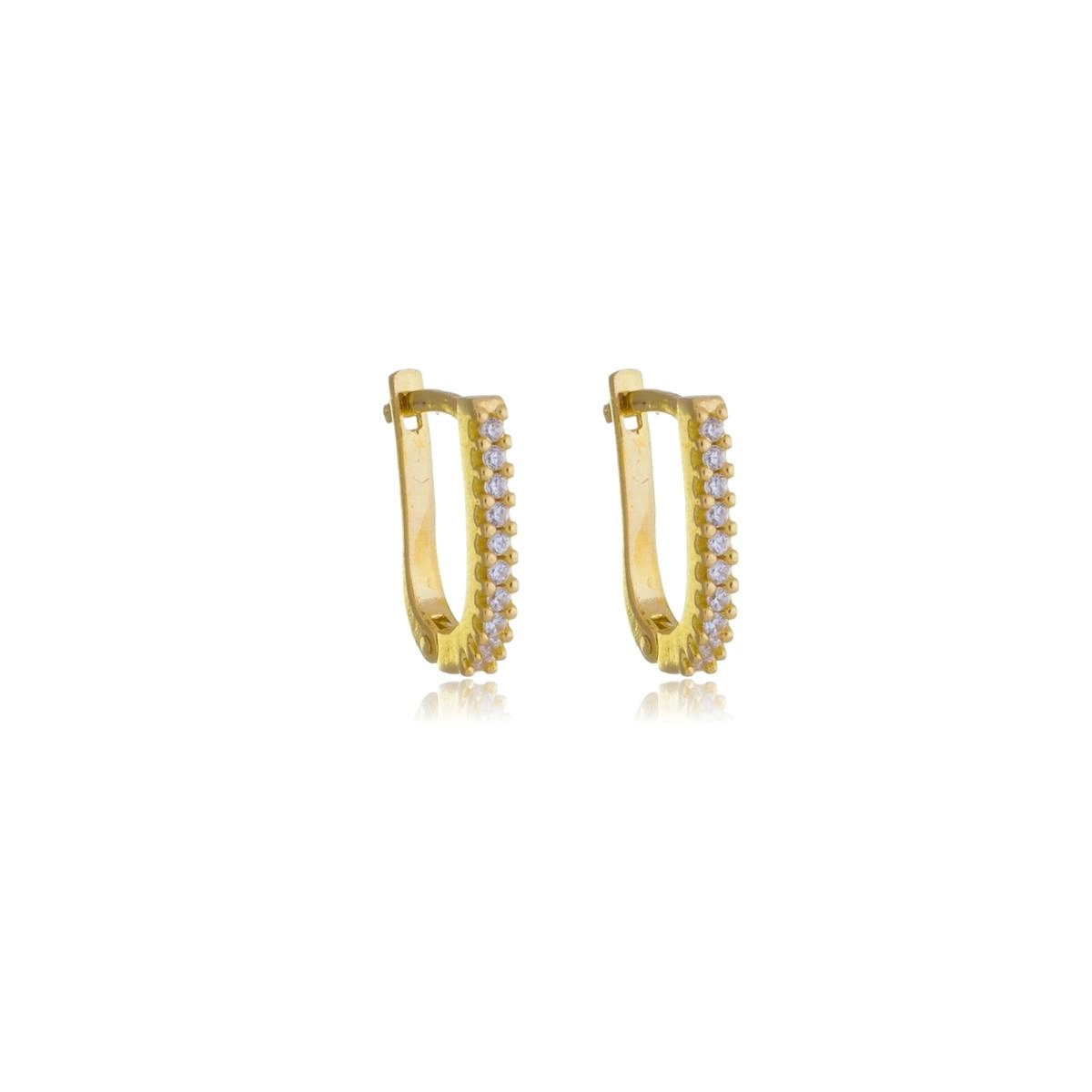 Brinco Ouro 18k Meia Argola 12mm C/Trava