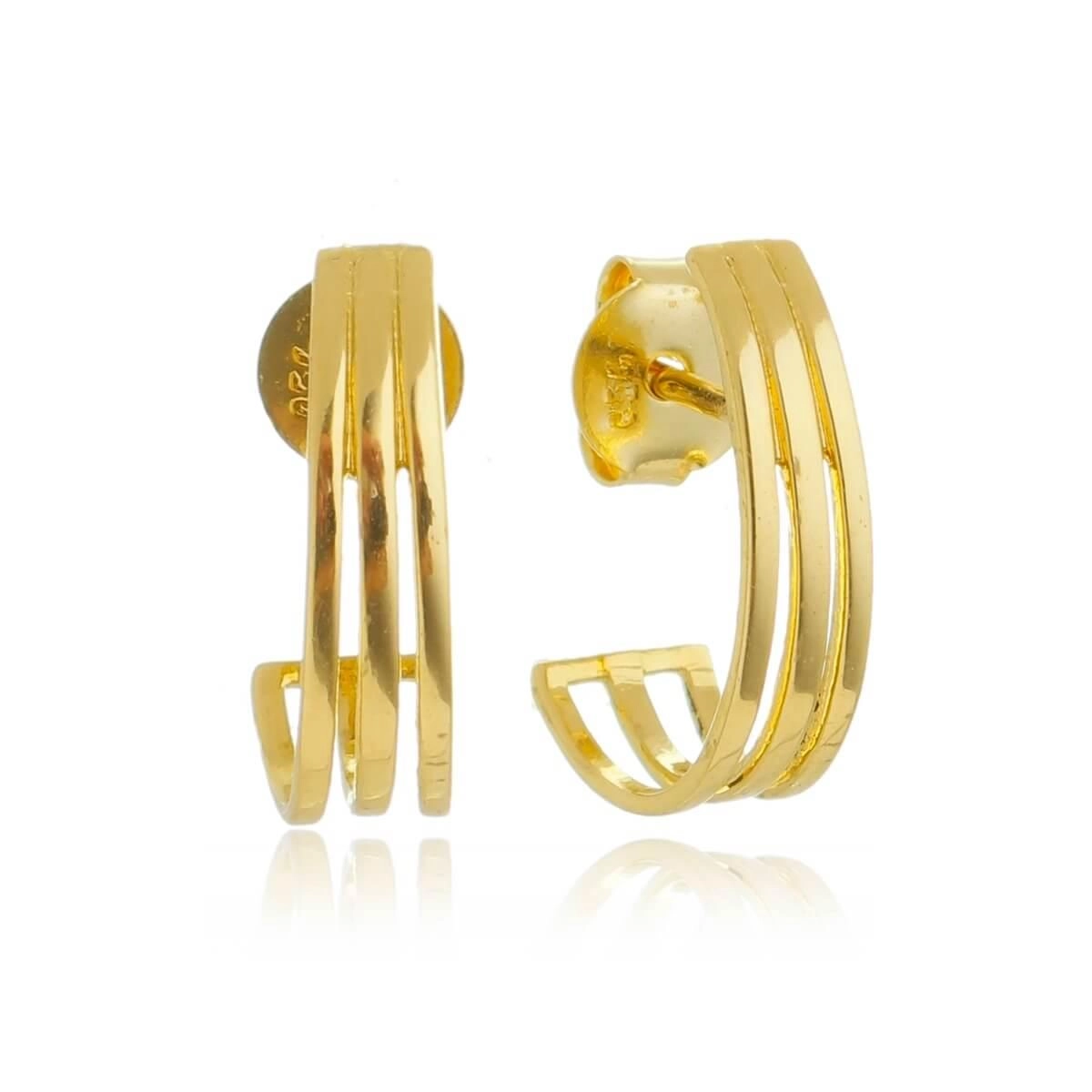 Brinco Ouro 18k Meia Argola 13mm