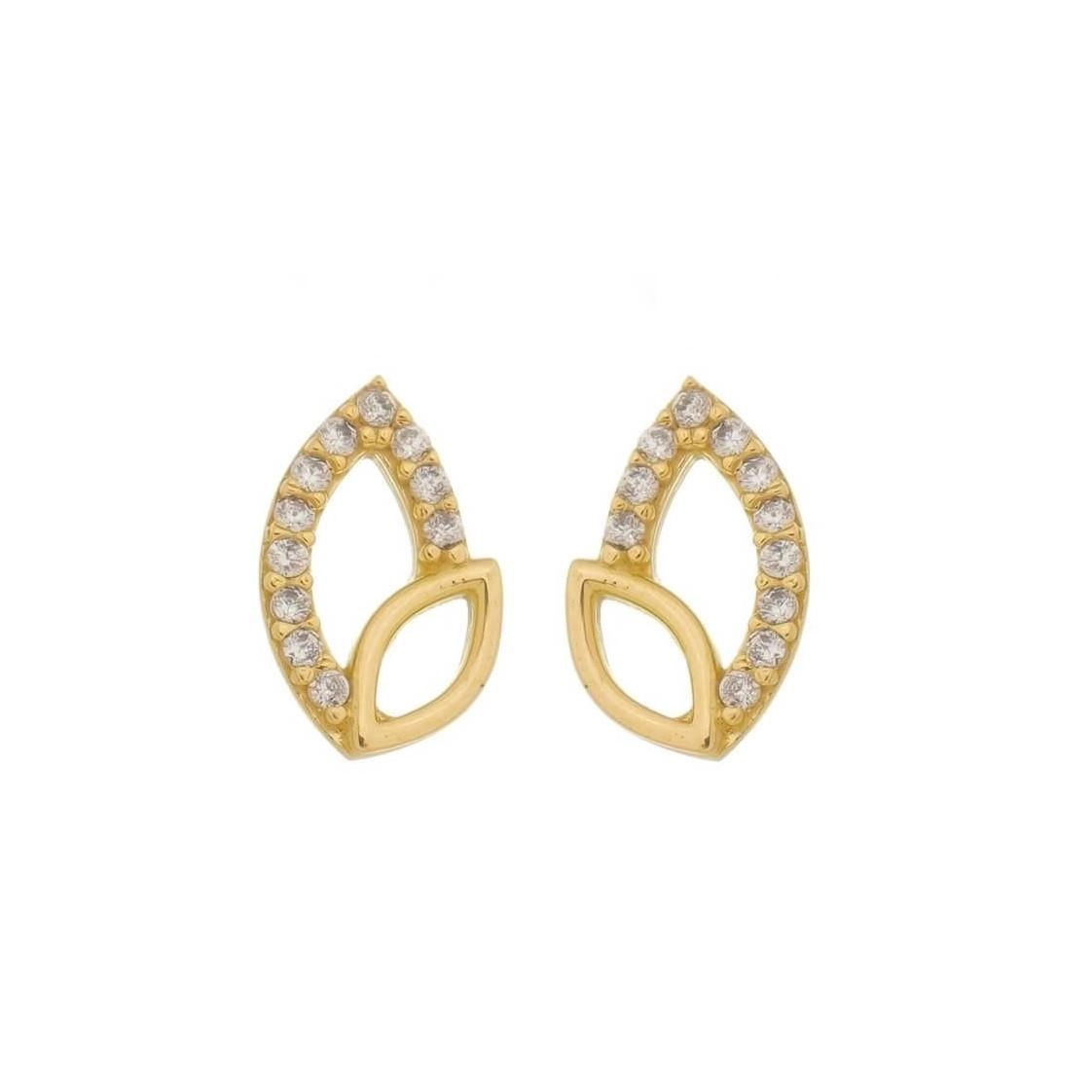 Brinco Ouro 18k Oval C/Zircônias 1.15cm