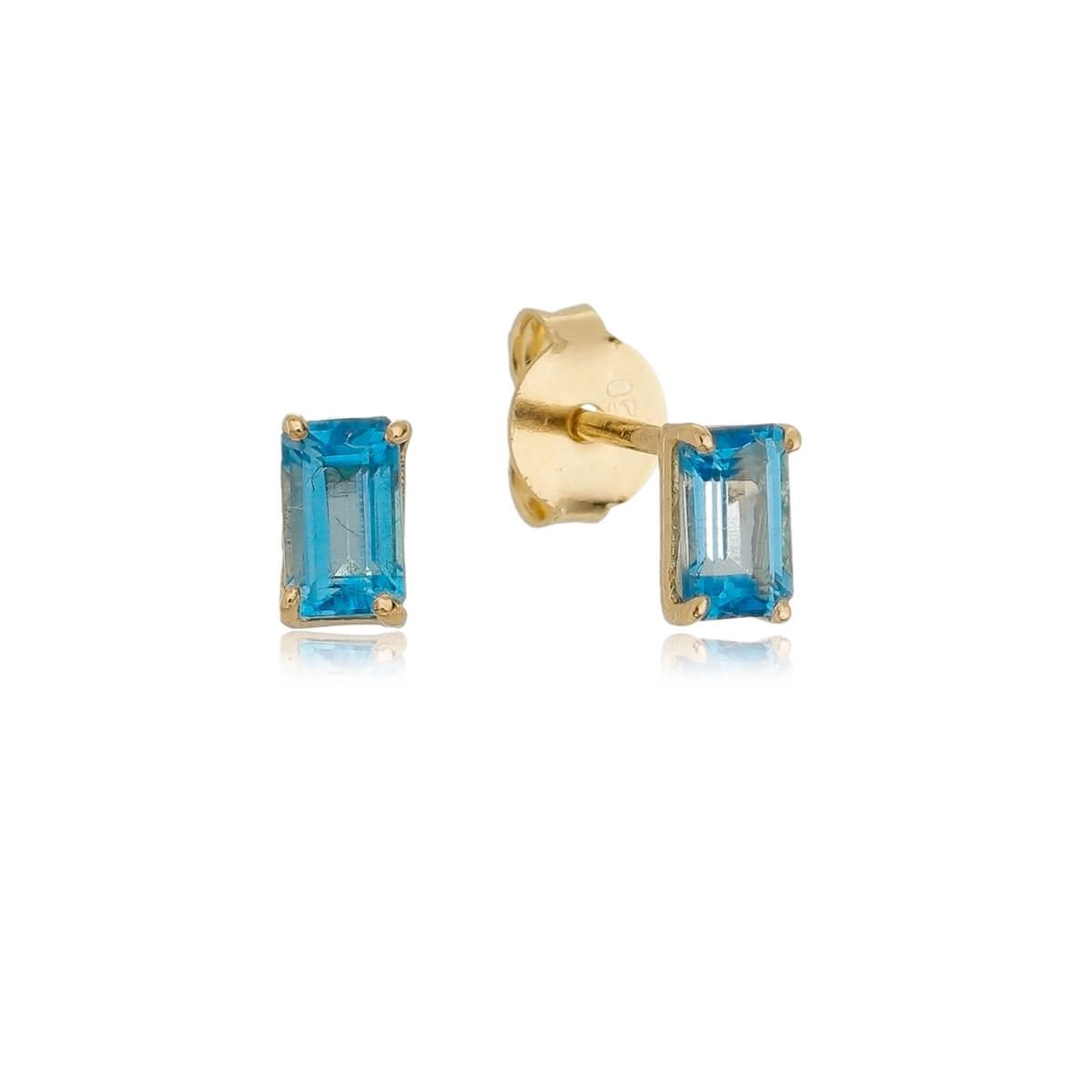 Brinco Ouro 18k Topazio Azul 5.30mm